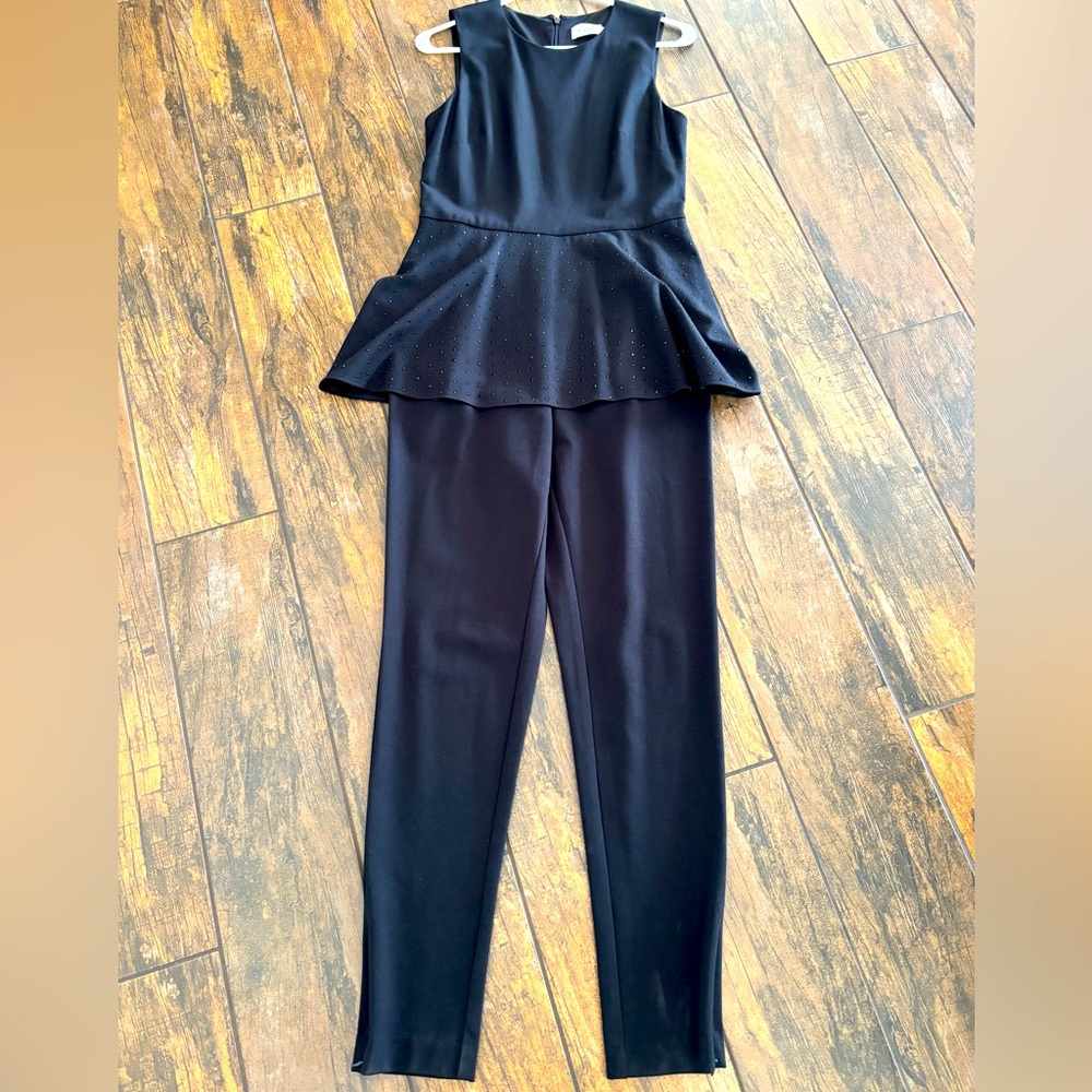 Eliza J Black Sleeveless Peplum Jumpsuit